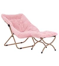 Lazy Chair and Ottoman, Large Accent Lounge Chair with Armrests and a Side Pocket, Modern Leisure Upholstered Sofa Reading Armchair with Footrest for Bedroom, Living Room, Dorm Rooms, Office