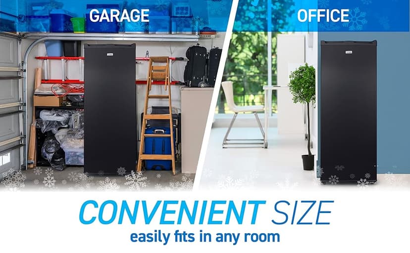 Commercial Cool Upright Freezer, Stand Up Freezer 6 Cu Ft with Reversible Door, Black