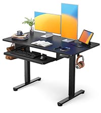 ErGear Height Adjustable Electric Standing Desk, 47.2 x 23.6 Inches Sit Stand up Desk, Memory Computer Home Office Desk with Two-Piece Desktop (Black)