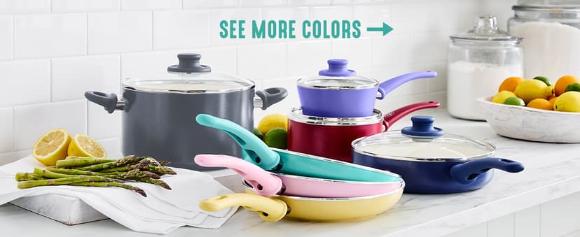 GreenLife Soft Grip 16 Piece Cookware Set, Non-Toxic PFAS-Free Ceramic Nonstick, Pots, Frying, Sauce, Saute, Glass Lids, Stay-Cool Handles, Wobble Free Bases, Dishwasher & Oven Safe, Turquoise