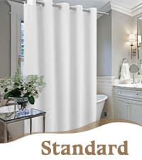 No Hook Slub Textured Shower Curtain with Snap-in PEVA Liner Set - 71" x 74"(72"), Hotel Style with See Through Top Window, Fabric Outer Curtain & Waterproof Inner Liner, White, 71x74