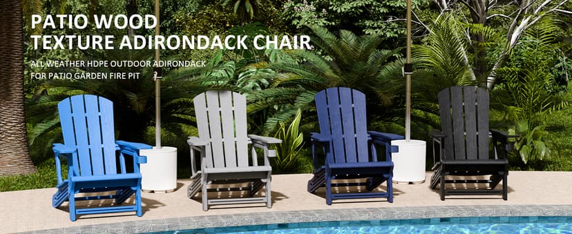 Adirondack Chair Set of 6, HDPE Plastic Adirondack Chairs, All Weather Fire Pit Chairs with Cup Holder, Outdoor Lawn Chair for Patio, Garden, Backyard, Grey