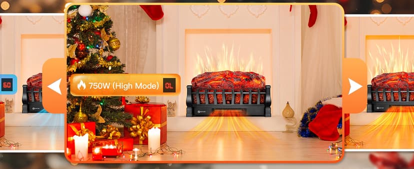 Electric Fireplace Logs Inserts Heater with Infrared Remote, 24 H Timer, 5 Flame Brightness, Thermostat, Overheating Protection for Home & Office