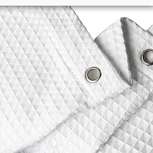 Creative Scents Fabric White Shower Curtain for Bathroom - Spa, Hotel Luxury Matt Waffle Weave Square Design, Water Repellent, 230 GSM Weighty Cloth, 72" x 72" for Decorative Bathroom Curtains