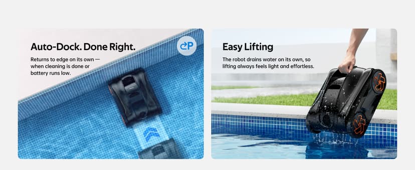 Pool Cleaner K20, 2H Runtime Cordless Robotic Pool Vacuum, Touch Screen, Smart Navigation, Cleans Floor, Walls, Waterline, Ideal for Above & In-Ground Pools, Self-Parking