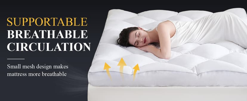 DOWNCOOL 3 Inch Queen Mattress, Ultra Thick and Fluffy Supportive Memory Foam Mattress Topper for Body Pain, Pad with Breathable Mesh Design for Deep Sleep, 80x60x3 Inches