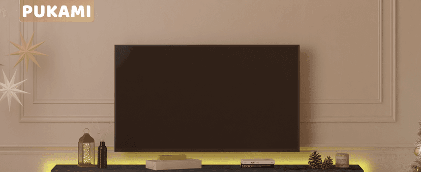 PUKAMI 70" Floating TV Stand with 36" Electric Fireplace,Wall Mounted Fireplace Entertainment Center with LED Lights and Highlight Storage Cabinet for TVs up to 80", for Living Room (Black)