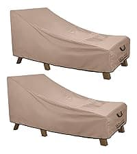 ULTCOVER Rectangular Patio Heavy Duty Table Cover - 600D Tough Canvas Waterproof Outdoor Dining Table and Chairs General Purpose Furniture Cover Size 111L x 74W x 28H inch