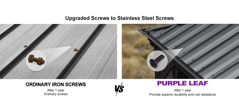 PURPLE LEAF 10' X 14' Permanent Hardtop Gazebo Aluminum Gazebo with Galvanized Steel Double Roof for Patio Lawn and Garden, Curtains and Netting Included, Grey