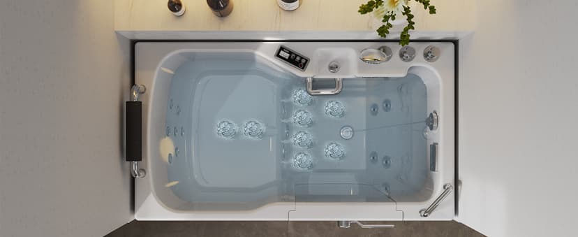 Empava Walk In Tub for Seniors,54" x 30'' Right Drain,12 Air & 13 Whirlpool Massage Jets Bathtub,with built-in Heater,2 Safety Handrail,19.25" Wide Right Outswing Door,Slip-Resistant Floor,Acrylic