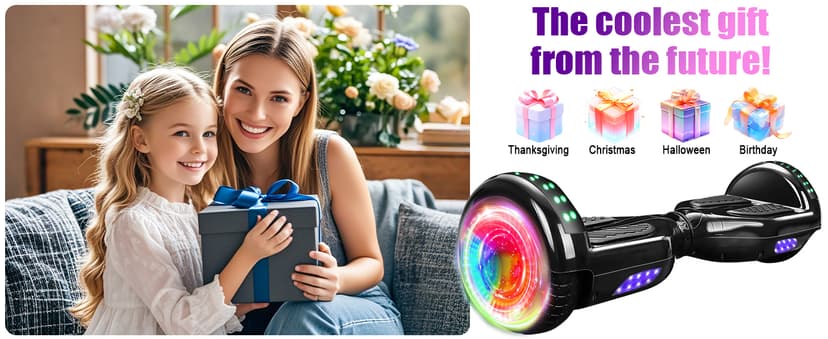 Self Balancing Scooters with Bluetooth & Corlorful LED Lights, Gifts for Kids & Adults & Girls & Boys, for All Ages