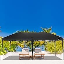VINGLI 10x20 ft Pop Up Canopy Tent with 6 Sidewalls, Carry Bag, Outdoor Gazebo, Patio Event, Commercial Canopy (Black)