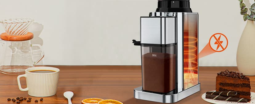 Conical Burr Coffee Grinder Electric, Espresso Coffee Bean Grinder for Home Use Adjustable 48 Grind Settings, 35s Precision Timer, Stainless Steel, Anti-Static for Pour Over/Drip/French Press