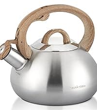 Tea Kettle Stovetop,2.5QT Stainless Steel Whistling Teapot for Stove Top Aesthetic,Portable Water Kettles Camping with Anti-hot Silicone Handle,Suitable for All Heat Sources,Black