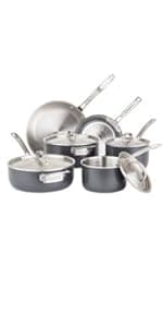Viking Contemporary 3-Ply Stainless Steel 10 Piece Stainless Steel Kitchen Cookware, Silver