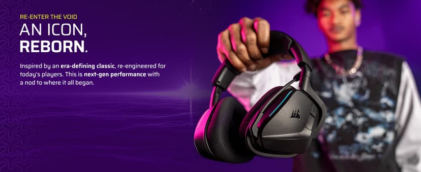 Corsair Void v2 Wireless Gaming Headset with Bluetooth for PC, PS5, PS4, Switch, Mobile – Dolby Atmos, 70 Hr Battery, Dual Wireless, Lightweight, Fast Charging – White