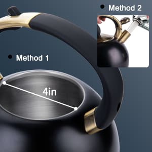 SUSTEAS Stove Top Whistling Tea Kettle - Food Grade Stainless Steel Teakettle Teapot with Cool Touch Ergonomic Handle, With 1 Silicone Pinch Mitt Included, 2.64 Quart(BLACK)