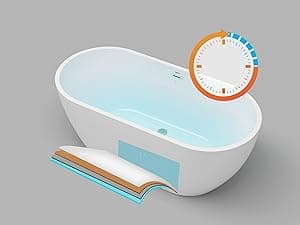 FerdY Bali 59" Acrylic Freestanding Bathtub, Gracefully Shaped Freestanding Soaking Bathtub, Toe-Tap Chrome Drain and Classic Slotted Overflow Included, Glossy White, cUPC Certified