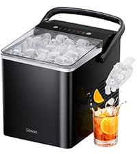 Silonn Ice Maker Countertop, 9 Cubes Ready in 6 Mins, 26lbs in 24Hrs, Self-Cleaning Ice Machine with Ice Scoop and Basket, 2 Sizes of Bullet Ice for Home Kitchen Office Bar Party