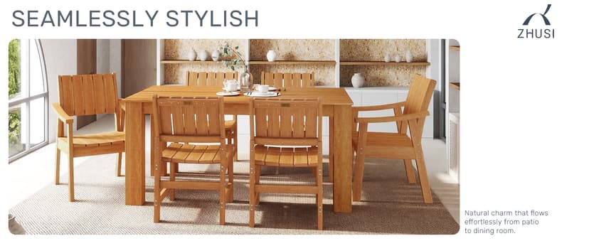 ZHUSI Patio Table and Chairs Set, Outdoor Table and Chairs,HDPE Outdoor Dining Set with Umbrella Hole for Backyard, Poolside