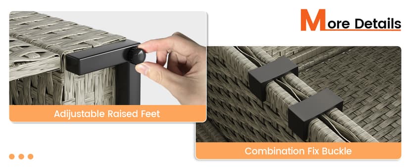 Patio Furniture Set, 7-Piece Outdoor Sectional All-Weather Wicker Patio Conversation Set for Backyard (Green Cushions with Grey Rattan)