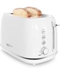 Keenstone Toaster 2 Slice, Retro Wide Slot Stainless Steel Toaster with 6 Browning Levels, Reheat & Defrost, for Bagel, Toast, Bread, Kitchen Essentials, Removable Crumb Tray, White