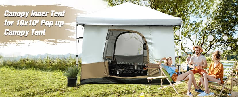 REDCAMP Canopy Camping Tent for Pop Up Canopy Tent, Inner Tent Converts Straight Leg 10'x10' or 10'x20' Canopy into Camping Tent, Fits 4-6 Person(Frame/Shelter NOT Included)
