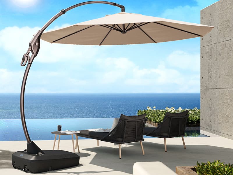 Grand patio 11FT Cantilever Umbrella with Base Outdoor Large Round Aluminum Offset Umbrella for Patio Garden Backyard (Champagne, 11 FT)