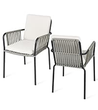YITAHOME Outdoor Patio Chairs Set of 6, Stackable Dining Chairs Rattan Wicker Outdoor Patio Furniture Set with Cushion All Weather Bistro Chair for Garden Backyard Porch Poolside (Grey)