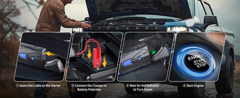 AUTOONE 6000A Car Battery Jump Starter Up to All Gas & 12L Diesel Engine, Car Battery Jumper Starter Portable 12V Jump Box with USB Output, Storage Case, LED Flashlight