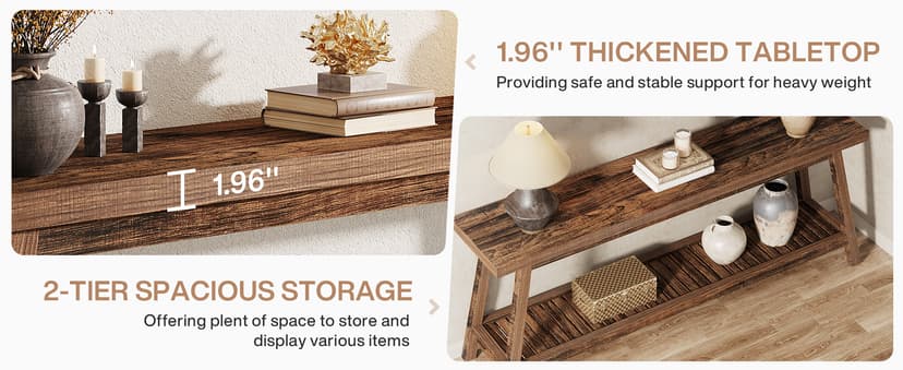 Tribesigns 70.86-Inch Console Table for Entyrway, Farmhouse 2-Tier Entry Entrance Table, Narrow Long Sofa Table Behind Couch, Rustic Brown