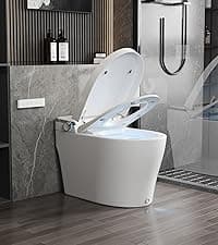 DeerValley Smart Bidet Toilet, One Piece Bidet Toilet for Bathrooms, Toilets with Auto Open/Close Lid, Heated Seat, Warm Dryer, Foot Sensor Operation, Night Light,Tankless Toilets with LED Display