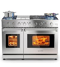 AAOBOSI 36 Inch Front Control Gas Range Oven with 6 Cooktop Burners, 6 Cu. Ft True Convection and Self Clean, Freestanding Stainless Steel Heavy Duty Gas Range Stove with Halogen Light,Large Capacity