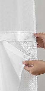 No Hooks Polyester Textured Shower Curtain with Snap-in Fabric Liner Set, Hotel Luxury Decor Shower Curtains for Bathroom with See Through Top Window, Waterproof & Washable, 71Wx74H, Cream