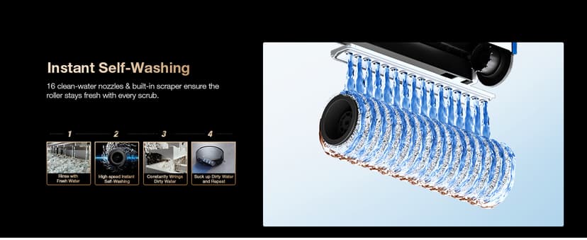 ECOVACS DEEBOT X8 PRO OMNI Robot Vacuum and Mop, 18000Pa, OZMO ROLLER Instant Self-Washing Mopping, 167℉ Hot Water Mop Washing, Auto Cleaning Solution Adding, Hot Air-Drying, Self-Emptying, Black