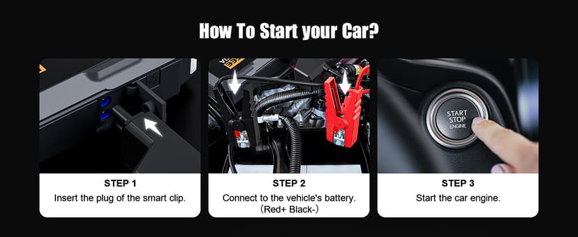 5000A Jump Starter Povasee Car Battery Jump Starter, 12V Jump Box for car up to All Gas or 10L Diesel Engine Battery Jumper Starter Portable with 3" LCD Display Power Bank/Dual Output/LED Light