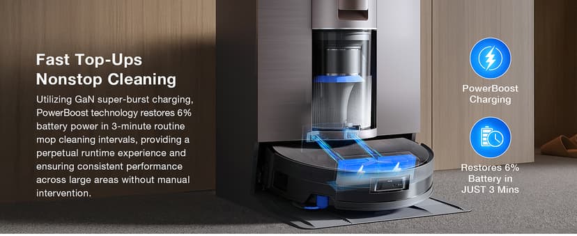 ECOVACS DEEBOT X11 OmniCyclone Robot Vacuum and Mop, PowerBoost Charging, OZMO Roller 2.0 Instant Self-Washing Mop, 19,500Pa Suction, Bagless OmniCyclone Station, AIVI 3D Smart Navigation