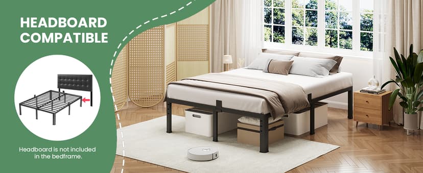 NKZ 14 Inch King Bed Frame, Sturdy Metal Platform with Round Corner Legs, 3,500 lbs Heavy Duty Steel Slat Support, Easy Assembly, Noise Free, No Box Spring Needed