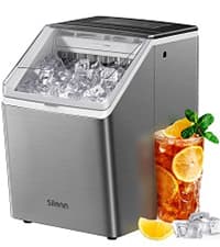 Silonn Nugget Ice Maker Countertop, Pebble Ice Maker with Soft Chewable Ice, One-Click Operation Ice Machine with Self-Cleaning, 33lbs/24H for Home,Kitchen,Office