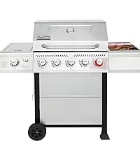 Royal Gourmet GA5401T 5-Burner Propane Gas Grill with Sear Burner and Side Burner, Stainless Steel BBQ Grill with 632 Sq. In. Grilling Area for Outdoor Barbecue Cooking, 64,000 BTUs, Silver