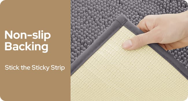 HOMEIDEAS 3 Pieces Bathroom Rugs, Ultra Soft Non Slip Absorbent Chenille Toilet Bath Mat Set (Grey)