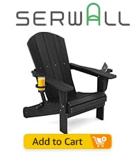 SERWALL HDPE Folding Adirondack Chair with Dual Cup Holder - Composite Adirondack Chair - Black