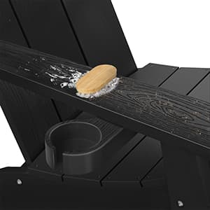 MXIMU Modern Adirondack Chairs Set of 4 Weather Resistant with Cup Holder Oversize Plastic Fire Pit Chairs Plastic Outdoor Chairs for Firepit Area Seating (Black)