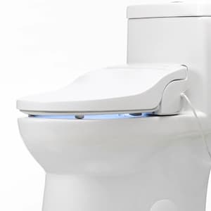 ALPHA BIDET JX2 Elongated Bidet Toilet Seat, White, Endless Warm Water, *NEW* Bowl Mist, LED Light, Quiet Operation, Wireless Remote, Stainless Steel Nozzle, Sittable Lid, 3 Year Warranty