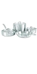Viking Contemporary 3-Ply Stainless Steel 10 Piece Stainless Steel Kitchen Cookware, Silver
