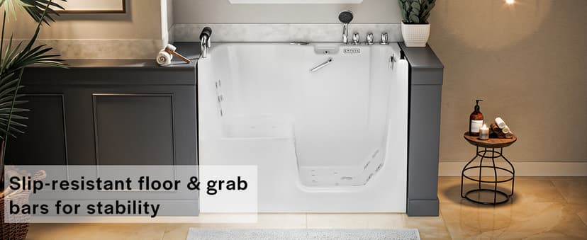 Empava Walk in Tub, 54" Whirlpool Bathtub with 12 Air & 13 Water Jets, Heated Massage Soaking Tub, 20% Wider Outward Swing Door, Right Drain,Walk-In Bathtub for Seniors, Acrylic