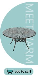 MEETWARM Outdoor 9-Piece Patio Dining Set, All-Weather Cast Aluminum Patio Conversation Set- 8 Cushioned Swivel Rocker, 61" Round Patio Dining Table w/Detachable Lazy Susan/Umbrella Hole, Dark Bronze