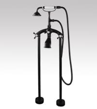 WOODBRIDGE 59" Acrylic Freestanding Bathtub Contemporary Soaking White Tub with Matte Black Overflow and Drain,B0016 -MB-Drain &O