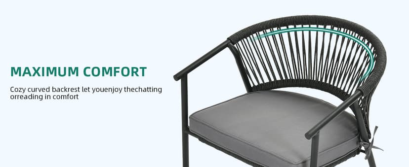 YITAHOME Outdoor Patio Chairs Set of 6, Stackable Dining Chairs Rattan Wicker Outdoor Patio Furniture Set with Cushion All Weather Bistro Chair for Garden Backyard Porch Poolside (Grey)