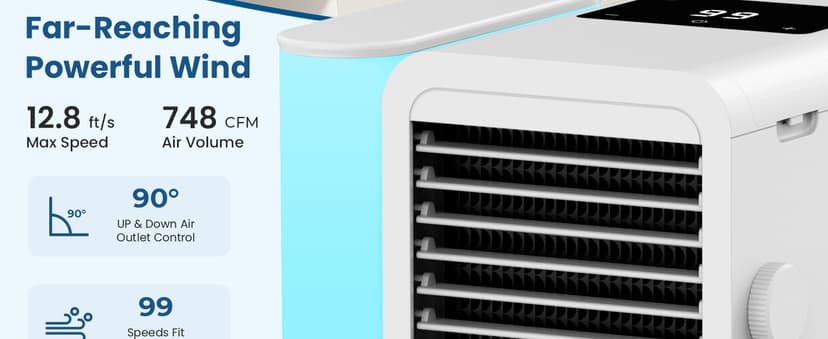 Portable Air Conditioner Cooling Fan: Evaporative Mini Air Cooler with 𝟳 𝗖𝗼𝗹𝗼𝗿𝘀 - USB Personal Air Cooler Desktop Ac Unit for Room Office Home (White)